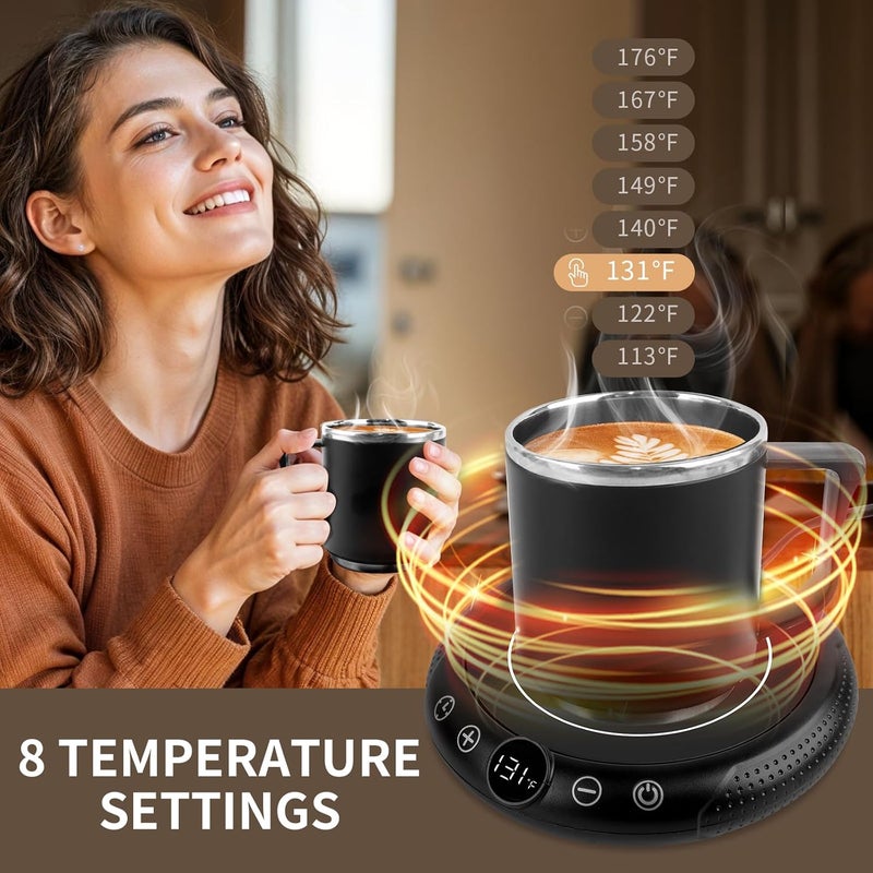 EIHO Coffee Mug Warmer, Valentines Day Gifts for Her Wife Girlfriend Daughter Him, Electric Cup Warmer for Desk, Candle Warmer Plate 8-Temp Setting & 1-12H Timer, Birthday Gifts for Women Men - Image 2